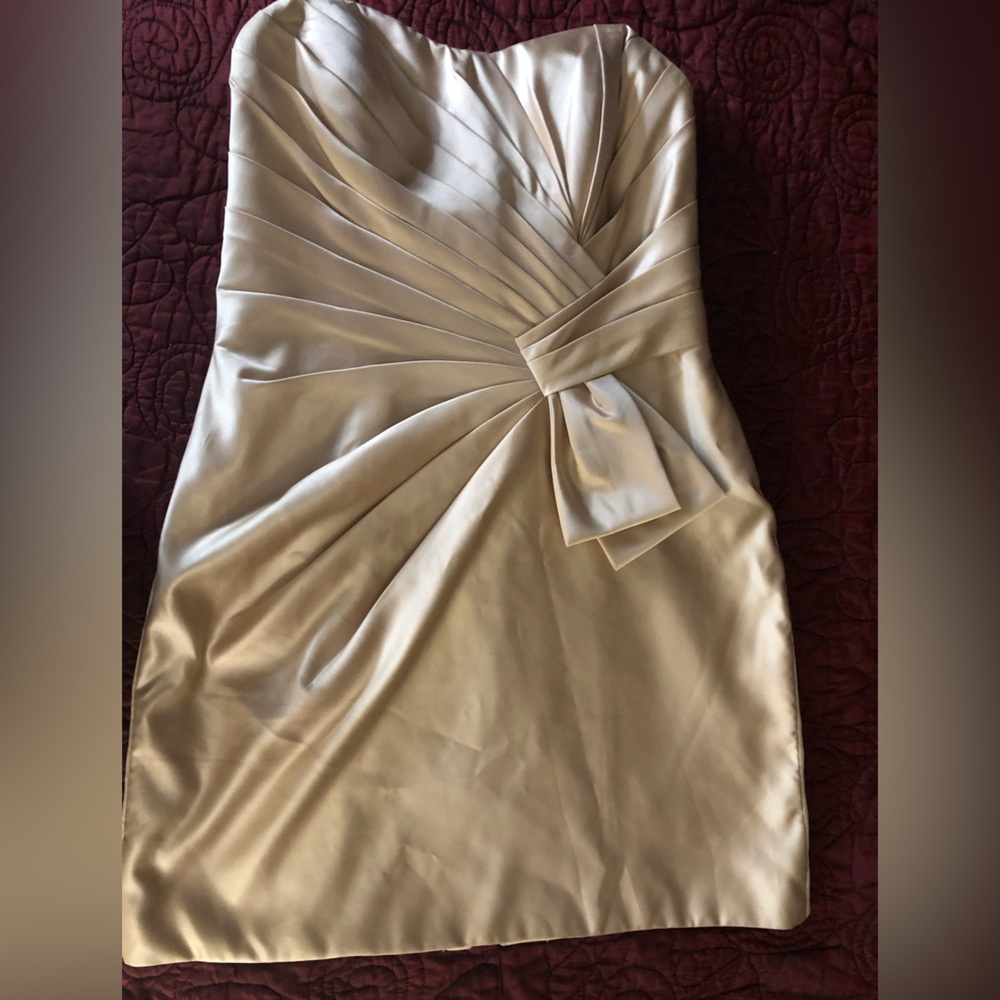 Allure Bridals Gold Strapless Asymmetrical Cocktail Dress Size 16